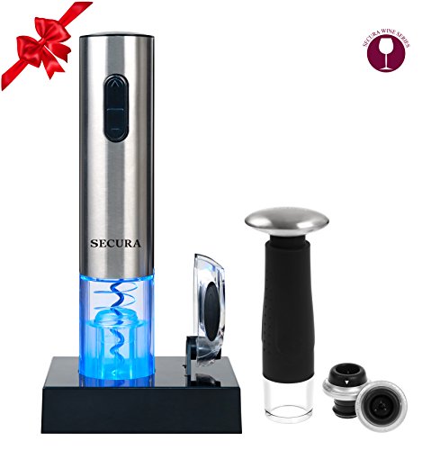 Secura Deluxe Wine Lovers Gift Set | 7-Piece Wine Accessories Set | Electric Wine Opener, Wine Foil Cutter, & Wine Saver Vacuum Pump + 2 Wine Stoppers