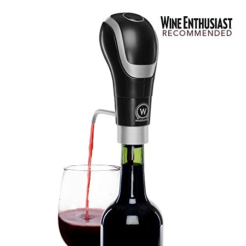 Instant 1-Button Aeration and Decanter WAERATOR Electric Wine Aerator: Enhance Wine Flavor of all Ages; Convenient Spout (Black)