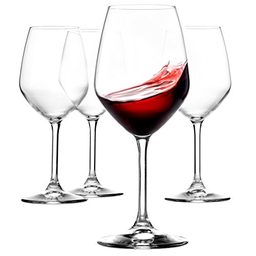Paksh Novelty Italian Red Wine Glasses – 18 Ounce – Lead Free – Wine Glass Set of 4, Clear