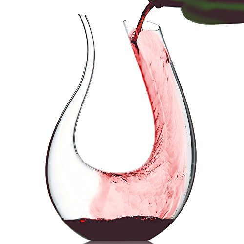 Bella Vino Wine Decanter,Crystal Clear Wine Aerator,Improves Wine Taste Smoother-Great Table Centerpiece Wonderful Gift- Elegant and Effective -100% Lead Free Premium Crystal Glass