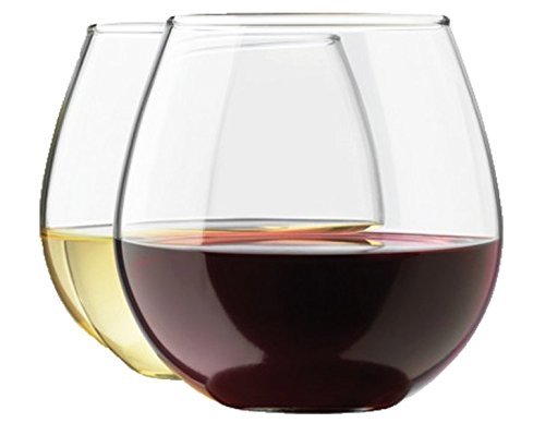 Stemless Wine Glass by Royal Set, 4-Pack, 15 Ounce Wine Tumbler Set