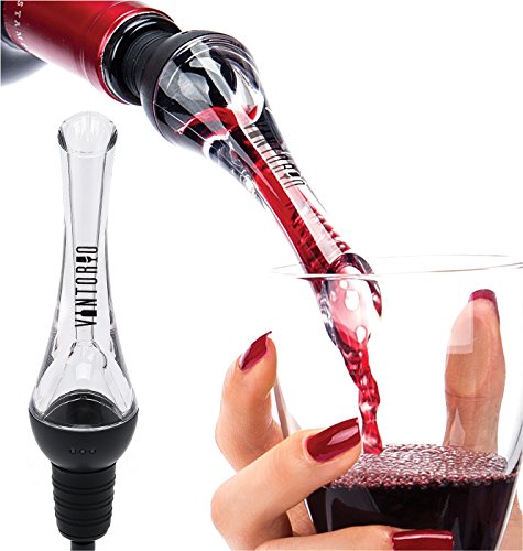 Vintorio Wine Aerator Pourer – Premium Aerating Pourer and Decanter Spout (Black)