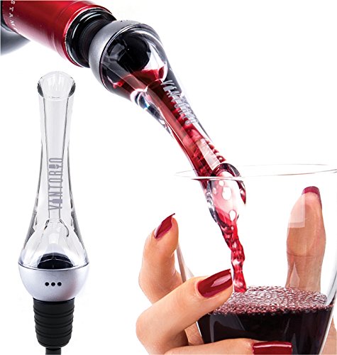 Vintorio Wine Aerator Pourer – Premium Aerating Pourer and Decanter Spout (Sliver)