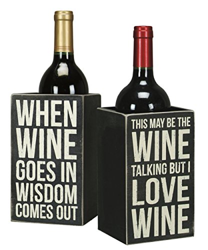Primitives By Kathy Single Wine Bottle Holder – Whimsical Wine Box Sign